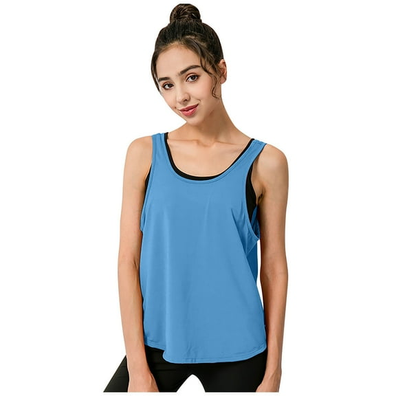 XIAOFFENN Cover Ups For Swimwear Women Women's Backless Yoga Workout Tops Sleeveless Running Swallowtail Casual Tank