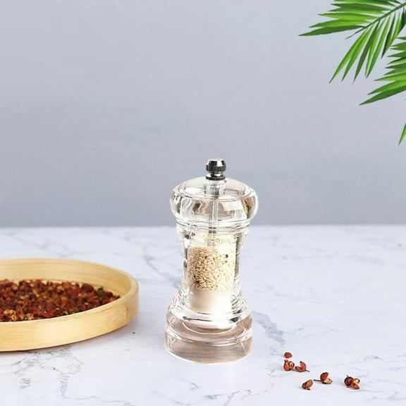 Ovzne Customizable Transparent Pepper Grinder - 4 Inches (11.5×5×5Cm), Acrylic Manual Grinder With Ceramic Core, Adjustable Thickness, Versatile Seasoning Bottle For Spices, Kitchen Tool