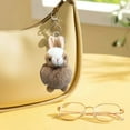 thumbnail image 1 of Ovzne Cute Bunny Furry Keychain Pendant 15x10x5cm, Soft Puffy Fabric Backpack/Car Key Decoration, Multi-Functional with Metal Hook, 1 of 4