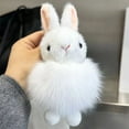 thumbnail image 1 of Ovzne Cute Bunny Furry Keychain Pendant 15x10x5cm, Soft Puffy Fabric Backpack/Car Key Decoration, Multi-Functional with Metal Hook, 1 of 4