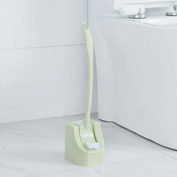 Ovzne Dead Corner Toilet Brush 42X12X10Cm/16.54X4.72X3.94In - Plastic Soft Bristle Brush With Long Handle, Wall-Mounted Base For Bathroom Cleaning, Available In Pink, Green, Blue
