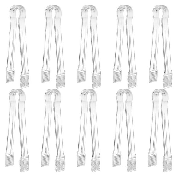 Ovzne Disposable Plastic Serving Tongs - 10-Pack Transparent Kitchen Utensils, 6.3In, For Parties, Buffets, And Daily Use