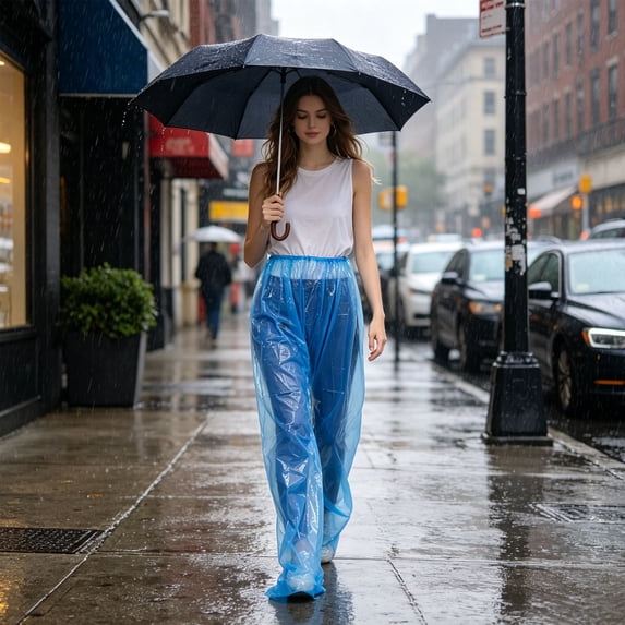 Ovzne Disposable Rain Pants with Attached Boots, Waterproof Plastic Overalls for Outdoor