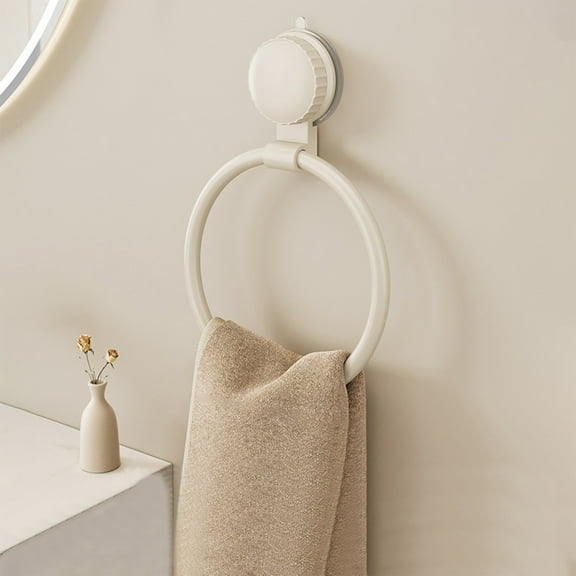 Ovzne Drill-Free Aluminum Alloy Towel Ring - Suction Cup Wall-Mounted Towel Rack For Bathroom Sinks