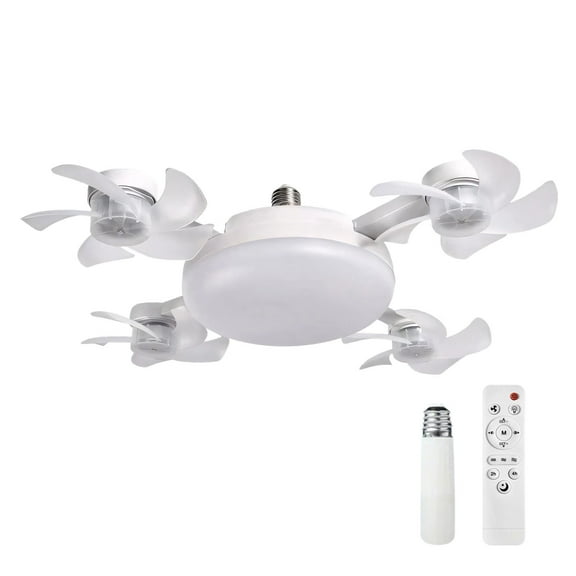Ovzne Drone Fan Light – E27 Screw-In Ceiling Fan with Remote-Controlled Light 3-Speed Quiet Operation