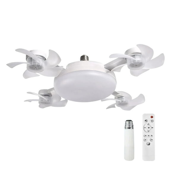 Ovzne Drone Fan Light – E27 Screw-In Ceiling Fan with Remote-Controlled Light 3-Speed Quiet Operation