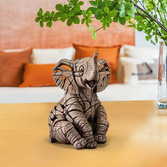 Ovzne Elephant Statue for Home Decor Accents Office Decoration, Hand-Crafted Elephant Sculptures for Shelf Decor, Modern Elephant Figurine for Bookshelf Desktop Living Room Bedroom Ornament B