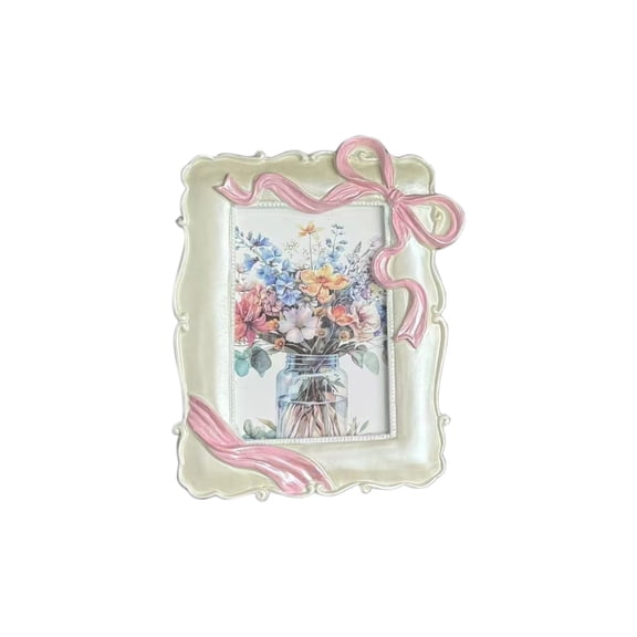 Ovzne Exquisite Pearl Photo Frame for Home Decor Desktop Display