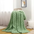 thumbnail image 1 of Ovzne Flannel Thermal Blanket, Soft Premium Queen Size Blanket - Upgraded Waffle Weave Blanket - Breathable Skin Friendly Woven Cotton Blankets for All Seasons 31*39 inch Green, 1 of 4