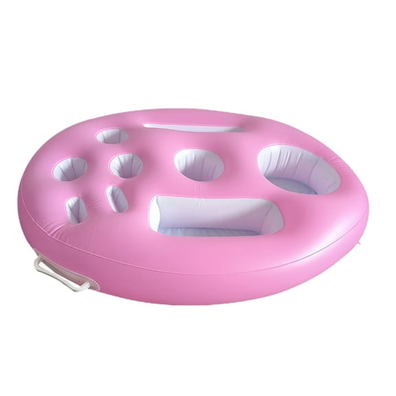 Ovzne Floating Drink Holder Pool Drink Cup Float Coaster Inflatable Floating Refreshment Drink Tray Holding 4 Pcs Beer Can/Bottle/Coffee Cup/Tumbler for Beach, Hot Tub and Pool Party Decor