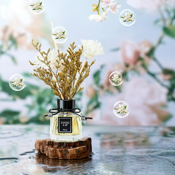 Ovzne Flower Diffuser For Home Decor - 50ml Glass Oil Diffuser Long Lasting Bathroom Fresheners Diffuser For Bathroom Decor Perfume