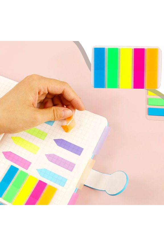 Fluorescent Transparent Self-Adhesive Labels - Multicolor Page Markers, 2 Shapes For Students' Study