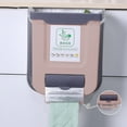 thumbnail image 1 of Ovzne Foldable Hanging Plastic Garbage Bin – 25.36.528.6Cm Khaki Wall-Mounted Small Trash Can For Kitchen, Space-Saving Under-Sink Waste Bin, 1 of 8