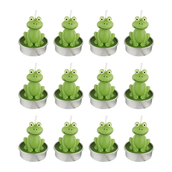 Ovzne Frog Tealight Candles, Tea Lights Candles for Birthday Gifts,Cake Topper, Home Decor,Happy Frog s Candles for Gift, Baby Shower, Birthday Party, Festival Wedding, Valentine Romantic, 12 Pcs