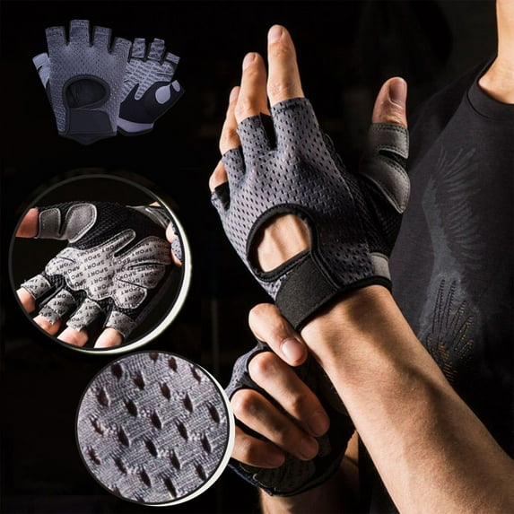 Ovzne Gray Breathable Half Finger Workout Gloves Size S (13.5X8X1Cm) - Gym Training, Yoga, Cycling Weight Lifting Gloves For Men/Women - Non-Slip, Callus Prevention