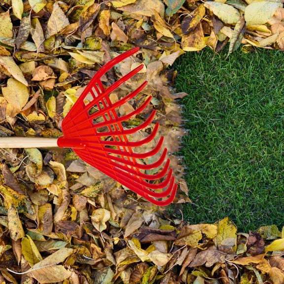 Ovzne Heavy Duty Plastic Garden Rake Leaf Grass Debris Cleaner Artificial Turf Gardening Tool