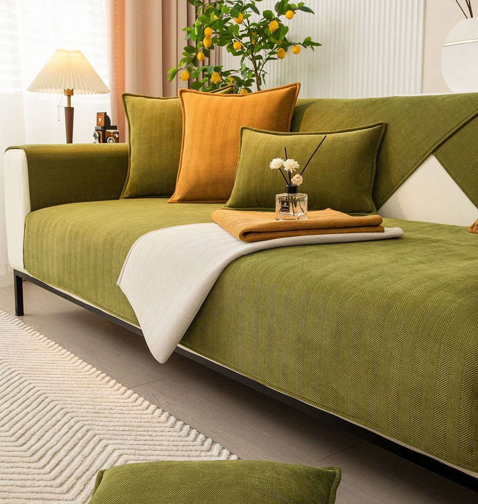 Funda De Sofá Reversible De Chenilla – Espiga, Antideslizante, Con Flecos, Disponible En Varios Tamaños Desde 180x130 Cm Hasta 180x460 Cm