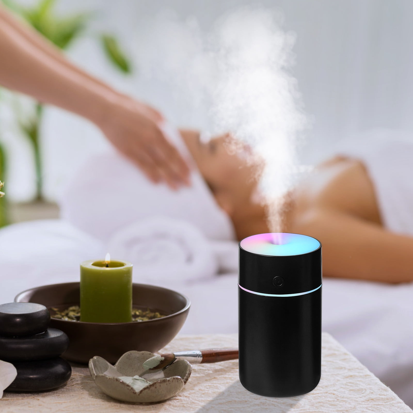 Ovzne Humidifier And Air Purifier In One Humidifier Diffuser Creative Candle Light Aroma Diffuser Usb Desktop Atmosphere Candle Light Home Air