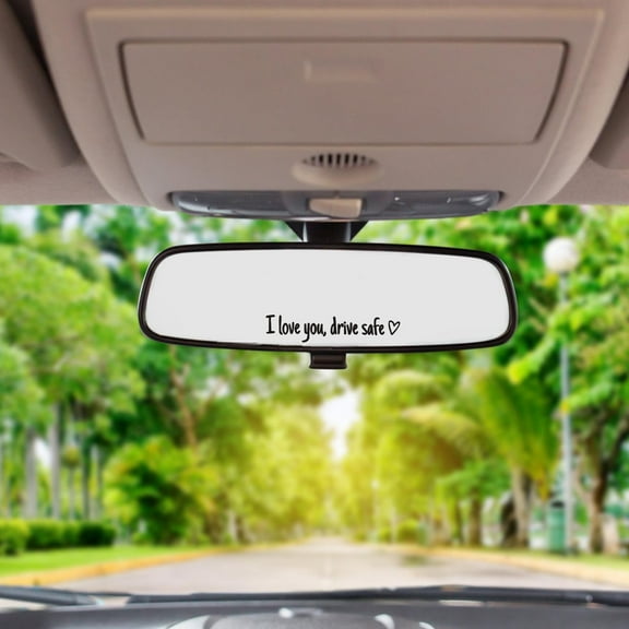 Ovzne "I Love You Driving Safe" Mirror Sticker - Heart Design Vinyl Decal, Car Rearview Mirror/Window Accessory, Perfect Gift For Loved Ones