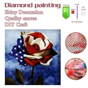 Ovzne Independence Day Diamond Painting Kits, 4th of July American Flag Diamond Painting for Adults Home Wall Holiday Craft Decor, Embroidery Paintings Rhinestone Pasted Diamond Painting