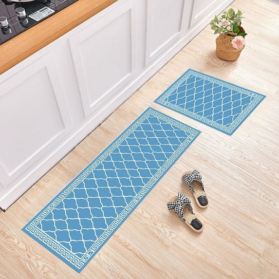 Ovzne Kitchen Floor Mats, Abstract Strip 2 PCS Anti Fatigue Area Runner Rugs Set Aesthetic Non-Slip Bathroom Comfort Standing Mat Home Decor