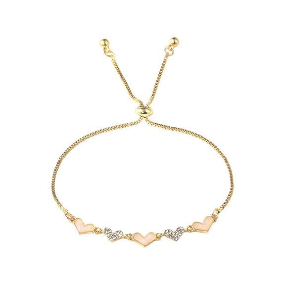 Ovzne Korean Version Women's Heart-Shaped Jewelry - European American Style Adjustable Bracelet with Diamonds, Stylish Hand Accessory Set