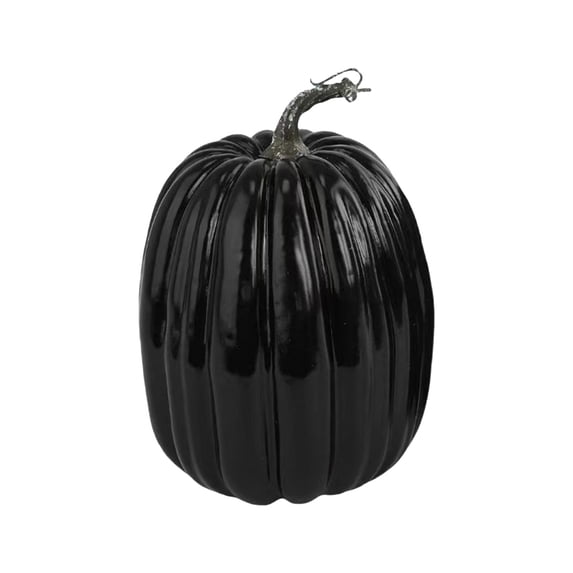 Ovzne Large Black Faux Pumpkin – Realistic Foam Halloween Christmas Decoration Prop