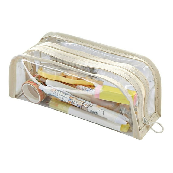Ovzne Large Capacity Transparent Multifunctional Stationery Pencil Case - Portable With Handle, Detachable Pen Holder, Ideal For Students Professionals