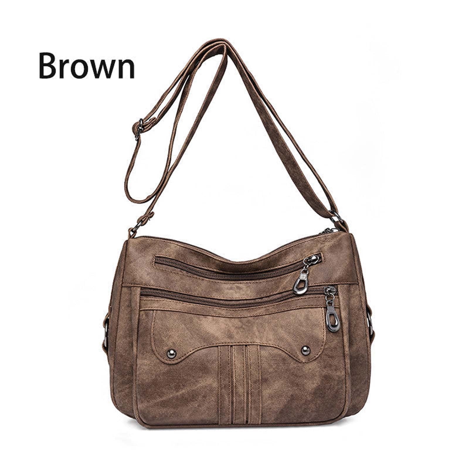 Ovzne Ovzne Large Crossbody Bags Soft Leather Shoulder Bag Ladies Shoulder Handbags Purse and Wallet Set for Women Totes Hobo Purses Large Capacity Soft Leather Bag Brown Walmart