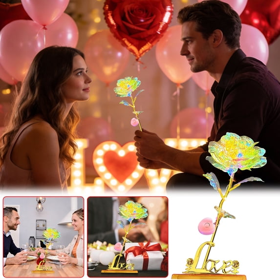 Ovzne Luminous Artificial Rose With Color-Changing Led Lights – Romantic Valentine’S Day Gift Home Decor