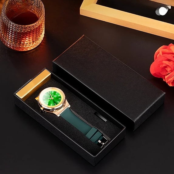 Ovzne Men USB Rechargeable Windproof Watch Lighter,Men's Casual Wristwatches Windproof Flameless Cigarette Cigar Lighter, Multifunctional Unique Design Wristwatches(No Compass)