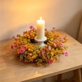 thumbnail image 1 of Ovzne Mini Artificial Fall Candle Wreath, Small Floral Ring for Thanksgiving Table Home Decor, 1 of 6