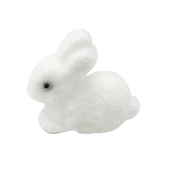 Ovzne Mini Fluffy Easter Bunny Decor Set – 2.6" Foam Figurine in Soft Green,Pink White