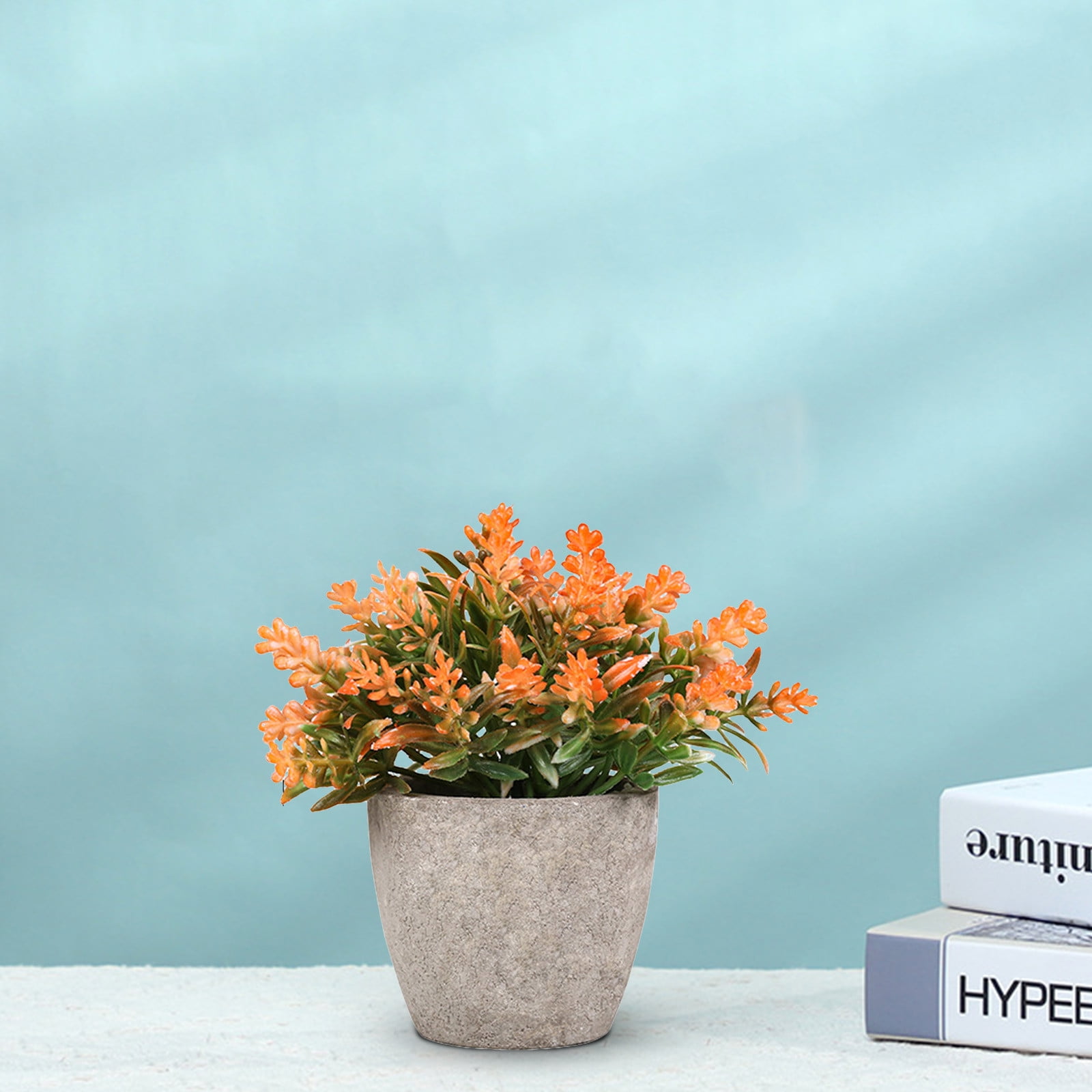 Ovzne Mini Potted Artificial Plants Plastic Fake Green Plant for Home