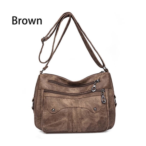 Ovzne Multi Functional Large Capacity Shoulder Bag - Washed Leather, Fashionable Mom Bag With Adjustable Straps