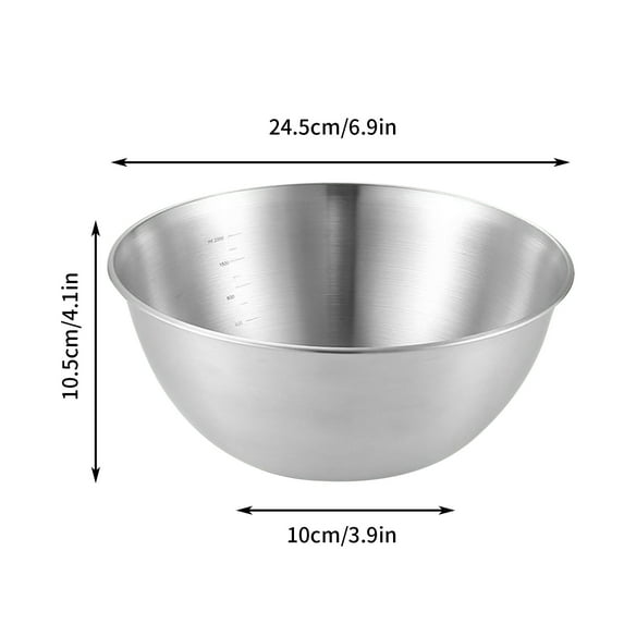 Ovzne Multifunction Large 304 Stainless Steel Mixing Bowl, Rust Steel Light Luxury Thickened Multi-functional Large Basin Stainless Steel Basin Set Soup Basin Stainless Steel Water Basin C 2000ML