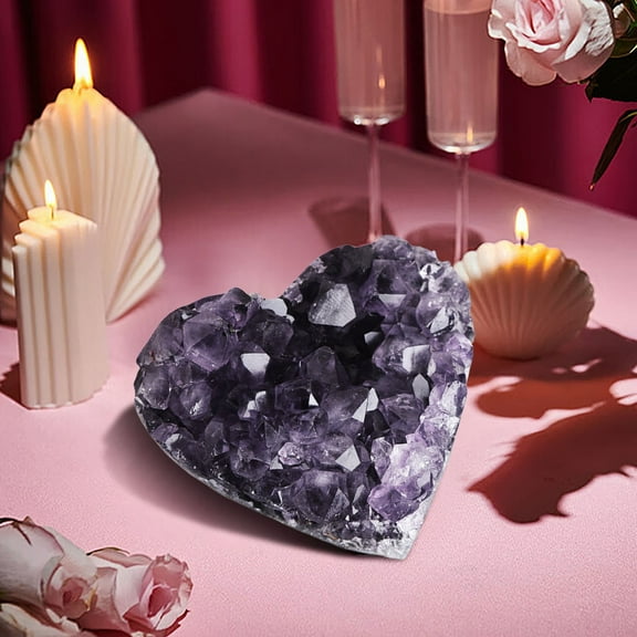 Ovzne Natural Uruguayan Amethyst Cluster - Heart-Shaped Raw Specimen, Authentic Amethyst Cave Shaped Crystal For Home/Office Decoration, Collector's Item