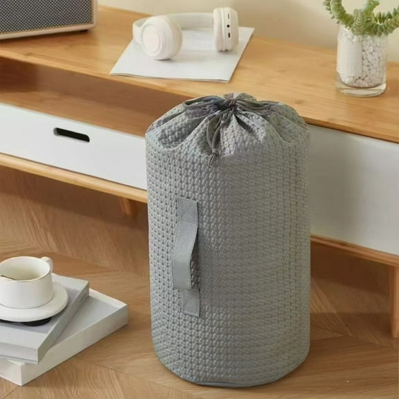 Ovzne Non-Woven Fabric Drawstring Bag, 50X24Cm Round Bottom Cylindrical Storage Bag, Quilt