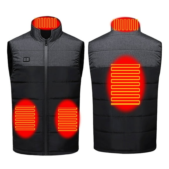 Ovzne Outdoor Heated Vest For Riding, Skiing Fishing - Winter Warm Clothing With 4 Heating Areas, Polyester Fabric, Hooded, Usb Charging Via Power Bank, Fashion Plain Design