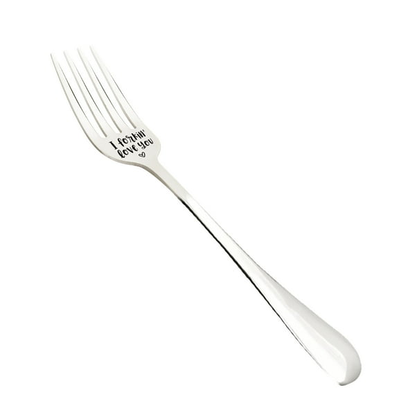 Ovzne A Pair Of Stainless Steel Dinner Forks, 21Cm – Valentine's Day Gift For Husband, Wife Family, 304 Stainless Steel With Carved Letters, Classic Design For Daily Use