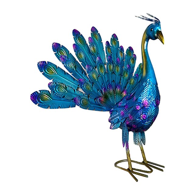 Ovzne Peacock Statue Garden Decor, Metal Birds Garden Sculptures