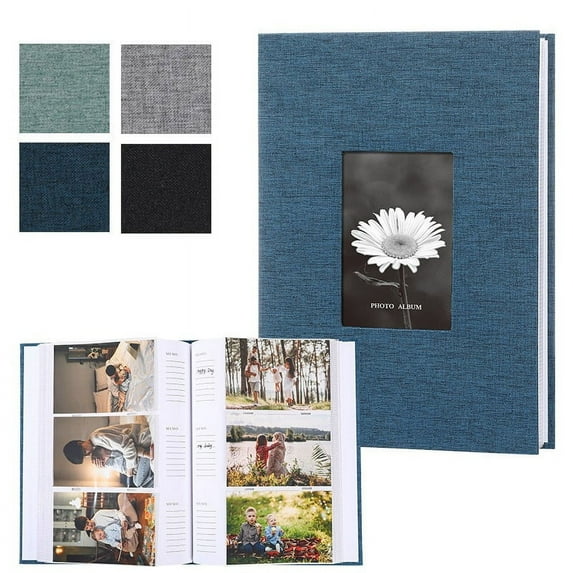 Ovzne Photo Album With Writing Space – Clear Protective Sleeves, Memo Space For Notes, Diy Linen Cover With Display Window