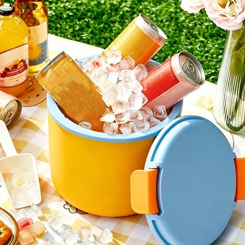 Ovzne Portable Insulated Bucket With Ice Tray And Shovel Multifunctional Cold Retention Container For Outdoor Drinks Storage