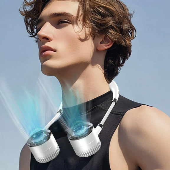Ovzne Portable Neck Fans 1500 Mah Rechargeable Usb Hands-Free Mini Face Coolings Personals Double Headed Rotatable Small Fan For Working Office Reading Traveling Outdoor Sport