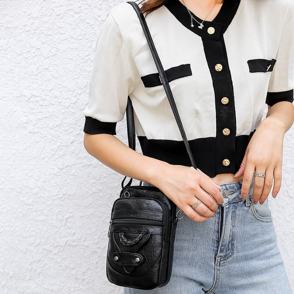 Ovzne Retro Mini Shoulder Bag - Multi-Compartment Women's Crossbody Bag, Small Leather Satchel For Cell Phone, Coin Purse Daily Essentials