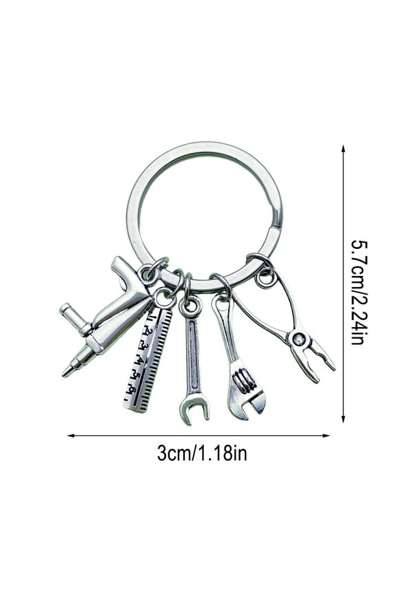 Saw Screwdriver Wrench Drill Tool Pendant Keychain, Mini Multi-Tool Keyring