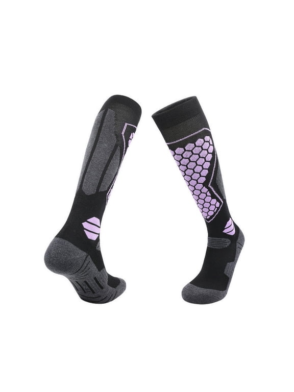 Ski Socks - Thickened Wool Long Socks For Men Women, Towel Bottom Warm Sports Snow Socks With Funny Design, 1 Pair
