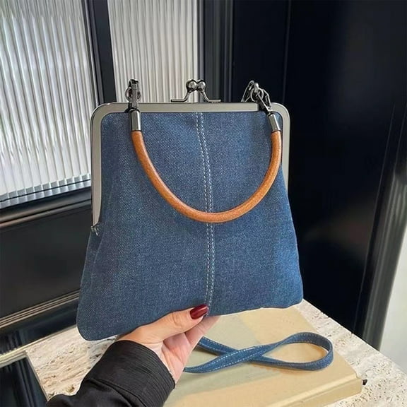 Ovzne Small Cowboy Patchwork Tote – Handmade Denim Crossbody Bag For Women