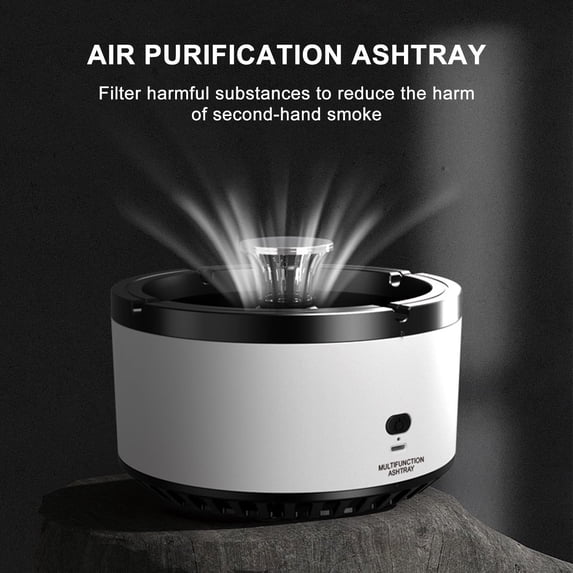Ovzne Smart Ashtray With Built-In Suction Fan Odor Filter For Home,Office Indoor Use