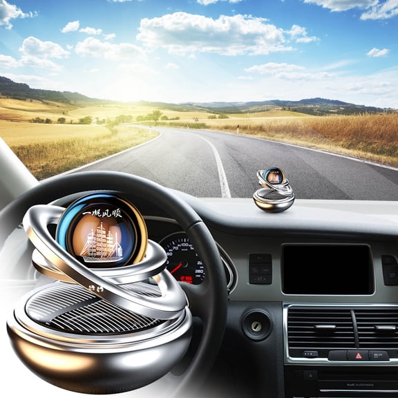 Ovzne Solar Rotating Car Perfume – 6X6Cm Aluminum Alloy Suspension Accessory, Auto-Rotating Fragrance Dispenser For Car Interiors